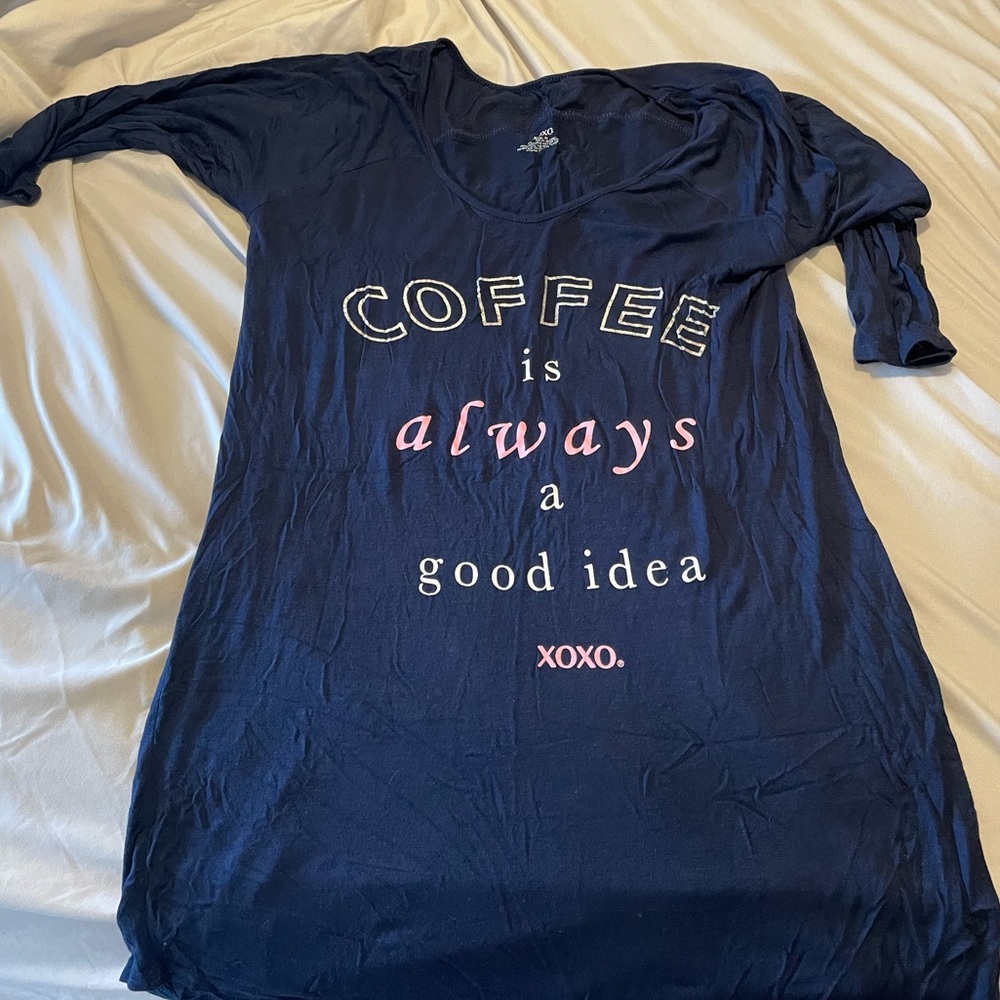 XOXO Small Black Graphic Sleep-shirt 3/4 sleeve